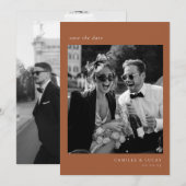 Beige Minimalistische Elegante Foto Save the date Kaart (Voorkant / Achterkant)