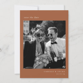 Beige Minimalistische Elegante Foto Save the date Kaart