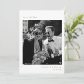 Beige Minimalistische Elegante Foto Save the date Kaart (Staand voorkant)