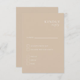Beige minimalistische elegante RSVP kaart