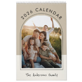 Beige Minimalistische Familie Foto 2026 Maandelijk Kalender