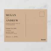 Beige minimalistische foto bruiloft briefkaart (Achterkant)