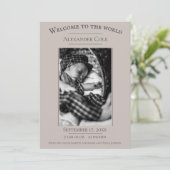 Beige Minimalistische Foto Geboorteaankondiging Aankondiging (Staand voorkant)