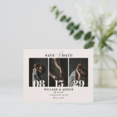 Beige minimalistische fotocollage bruiloft briefkaart (Staand voorkant)
