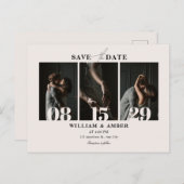 Beige minimalistische fotocollage bruiloft briefkaart (Voorkant / Achterkant)