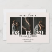 Beige minimalistische fotocollage bruiloft save the date (Voorkant)