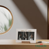 Beige minimalistische fotocollage bruiloft save the date