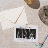 Beige minimalistische fotocollage bruiloft save the date