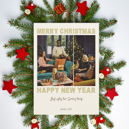 Beige minimalistische fotocollage Wenskaart Feestdagenkaart