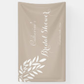 Beige minimalistische groene Bruids Bruiloft Spandoek (Verticaal)