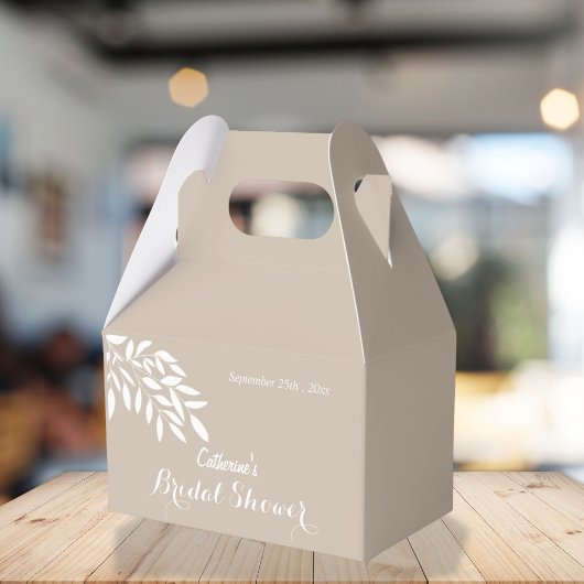 Beige minimalistische groene Bruids Shower Bedankdoosjes
