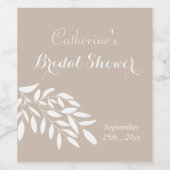 Beige minimalistische groene Bruids Shower Wijn Etiket (Enkel label)