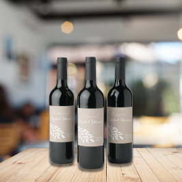 Beige minimalistische groene Bruids Shower Wijn Etiket