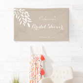 Beige minimalistische groene Bruidsdouche Spandoek (Insitu)