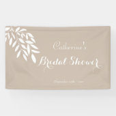 Beige minimalistische groene Bruidsdouche Spandoek (Horizontaal)