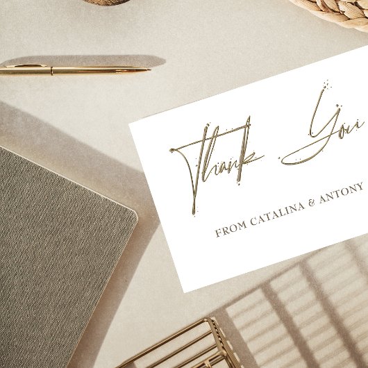 Beige minimalistische handgeschreven bedankkaart