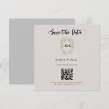 Beige Minimalistische Huwelijks-QR-scanCard