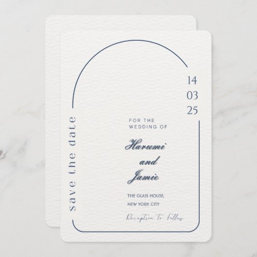 Beige minimalistische huwelijksuitnodiging - Boogo Kaart (Voorkant / Achterkant)