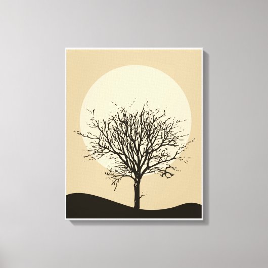 Beige minimalistische illustratie Moon Canvas Afdruk (Voorkant)