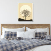 Beige minimalistische illustratie Moon Canvas Afdruk (Insitu (Slaapkamer))