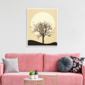 Beige minimalistische illustratie Moon Canvas Afdruk (Insitu (Woonkamer))
