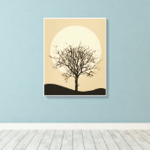 Beige minimalistische illustratie Moon Canvas Afdruk (Insitu (Houten vloer))