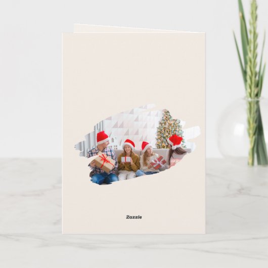 Beige minimalistische kerst Kaart aangepaste foto (Achterkant)