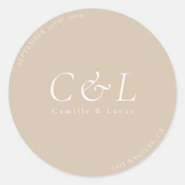 Beige minimalistische klassieke ronde sticker voor