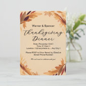 Beige Minimalistische Krans Thanksgiving Diner Kaart (Staand voorkant)