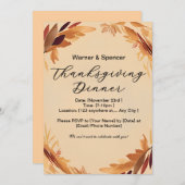 Beige Minimalistische Krans Thanksgiving Diner Kaart (Voorkant / Achterkant)