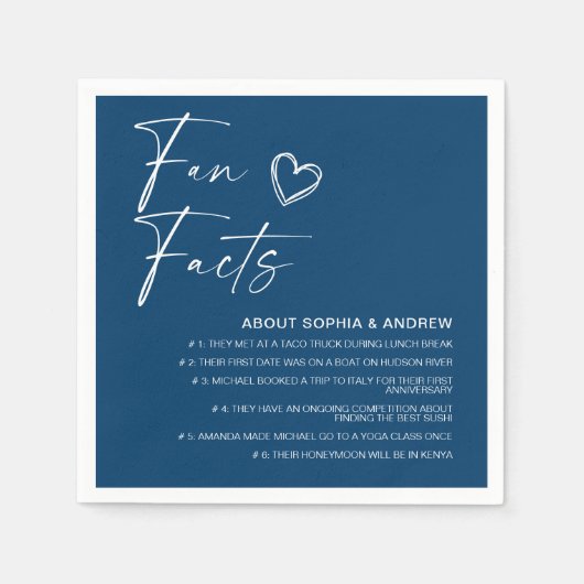 Beige minimalistische leuke weetjes bruiloft serve servet (Voorkant)