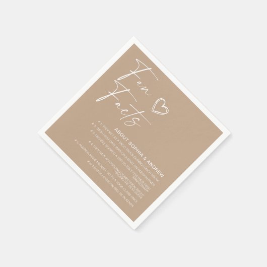 Beige minimalistische leuke weetjes bruiloft serve servet (Hoek)