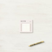 Beige Minimalistische Maandelijkse Planner Kalende Post-it® Notes (Op bureau)