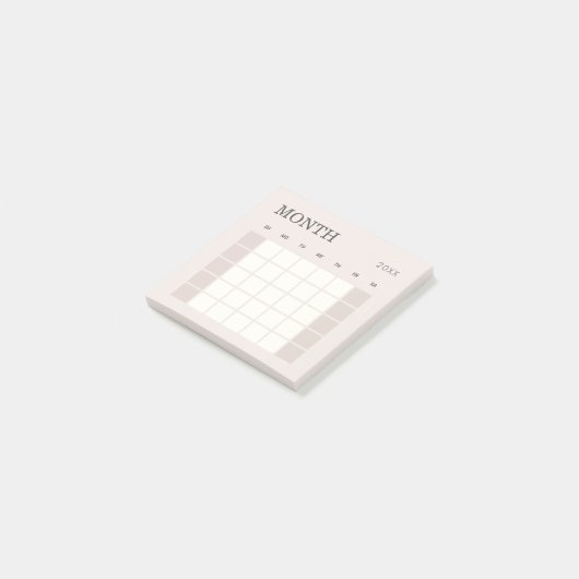 Beige Minimalistische Maandelijkse Planner Kalende Post-it® Notes (Schuin)