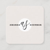 Beige minimalistische professionele scanbare QR-co Vierkante Visitekaartje (Voorkant)