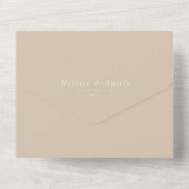 Beige Minimalistische QR-code Alles in één uitnodi All In One Uitnodiging (Achterkant)