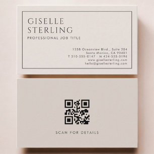 Beige Minimalistische QR-code Professionele Visitekaartje