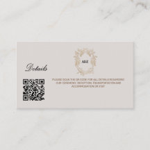 Beige Minimalistische TROUWDETAILS QR-CODE