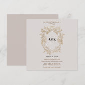 Beige Minimalistische TROUWUITNODIGING KAART (Voorkant / Achterkant)