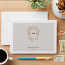 Beige Minimalistische TROUWUITNODIGING KAART