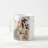 Beige minimalistische vrolijke kerstfoto koffiemok (Voorkant links)