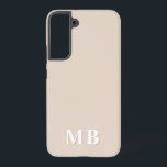 Beige | Minimummonogram modern Initiaal Samsung Galaxy Hoesje<br><div class="desc">Dit stijlvolle telefoondoosontwerp biedt een eenvoudig modern design met een beige kleur. Maak één van een aardig telefoongeval met de initialen en de naam van de douane. Het zal een cool, uniek geschenk zijn voor iemand speciaal of jezelf. Als u de doopvonten of de positie wilt veranderen, klik "aanpassen verder"knoop...</div>