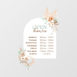 Beige Mint Rozen en Boog Openingstijden Venster Cl Raamsticker