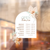 Beige Mint Rozen en Boog Openingstijden Venster Cl Raamsticker (Vel 2)