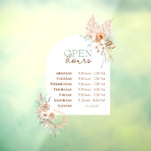 Beige Mint Rozen en Boog Openingstijden Venster Cl Raamsticker (Vel 3)