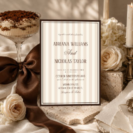 Beige Mocca Strepen Bruiloft Kaart