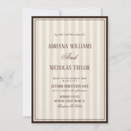 Beige Mocca Stripes Wedding Kaart