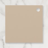 Beige Modern Arch Minimalist Christening Square Bedankjes Labels (Achterkant)