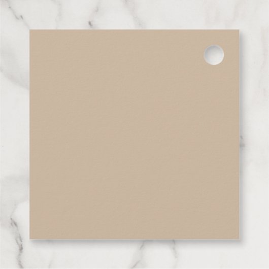 Beige Modern Arch Minimalist Christening Square Bedankjes Labels (Achterkant)