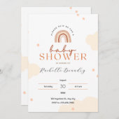 Beige Modern Cute Rainbow Baby shower Invitation Kaart (Voorkant / Achterkant)